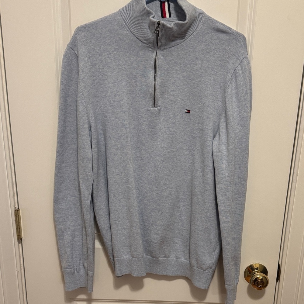 Tommy Hilfiger Men's Sky Blue Zip-Up Sweater